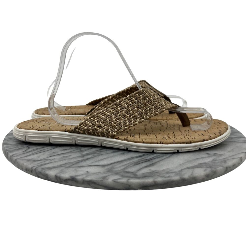 Pete Huntington Flip Flop Mens 10 Thong Sandals Woven Textile Strap Cork Footbed